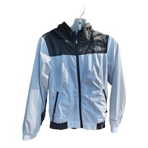 The North Face Girls Jacket Size M 10/12 Windwall Windbreaker White Full Zip